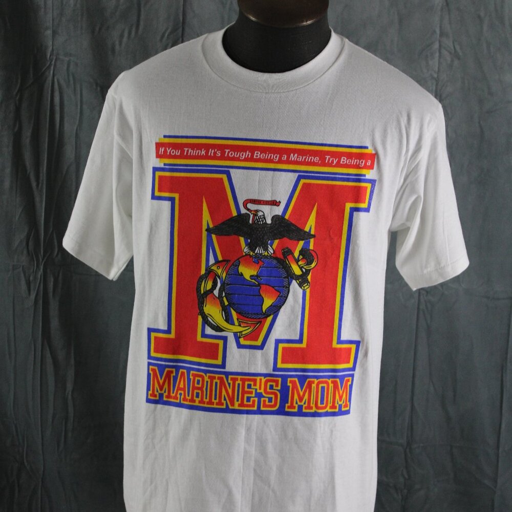 Vintage Graphic T-shirt - Marine Mom The Hardest Job - Men's Large